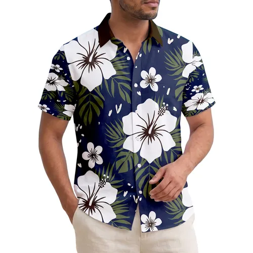White Hibiscus Plumeria Palm Leaf Tropical Foliage - Tropical Lifestyle Gift Hawaiian Shirt