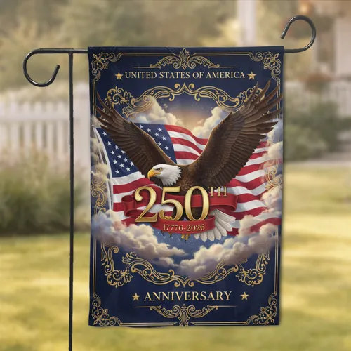 Bald Eagle American Flag 250th Anniversary - USA 1776-2026 Independence Day Garden Flag