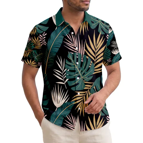 Dark Teal Monstera Palm Banana Leaves - Tropical Lifestyle Home Decor Gift Hawaiian Shirt