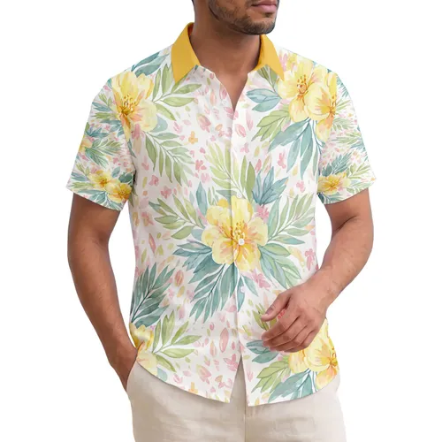 Soft Blooming Flowers Delicate Leaves Floral Accents - Tropical Lifestyle Everyday Gift Hawaiian Shirt