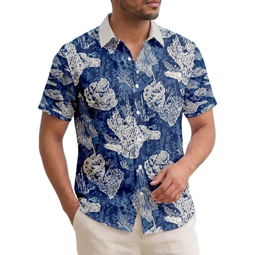 Eroded Coral Weathered Deep Ocean Rock Wooden Debris - Coastal Beach House Decor Hawaiian Shirt