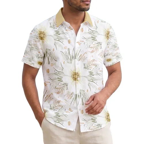 Plumeria Tropical Flowers Leaves Intertwining Stems - Tropical Lifestyle Home Decor Gift Hawaiian Shirt