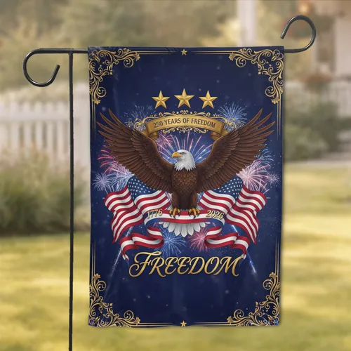 Bald Eagle American Flags 1776-2026 - USA 250 Years of Freedom Anniversary Garden Flag