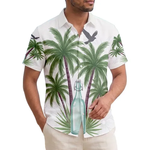 Palm Trees Bird Swing-Top Glass Bottle Island Home Decor Gift Hawaiian Shirt