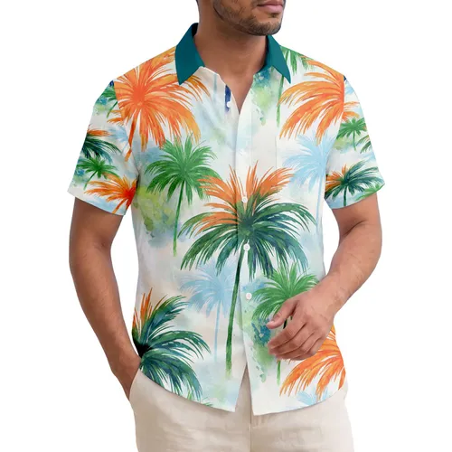 Vibrant Hawaiian Palm Trees Tropical Fronds Home Decor Gift Hawaiian Shirt