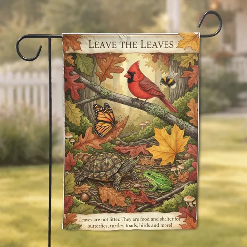 Leave The Leaves Woodland Creatures - Wildlife Conservation Home Decor Gift Garden Flag