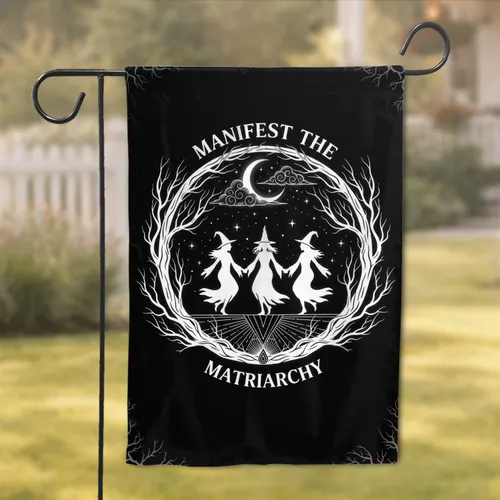 Witches Dancing Crescent Moon Matriarchy - Empowerment Home Decor Gift Garden Flag
