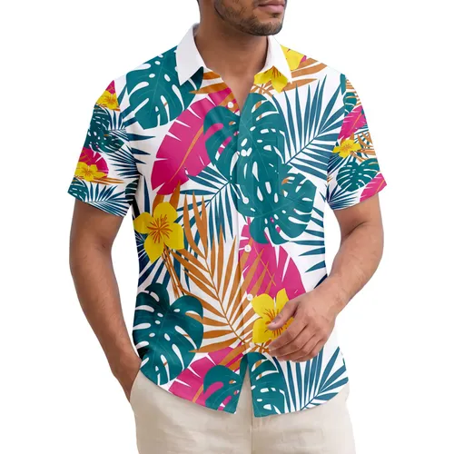 Monstera Fan Palm Broad Leaves Tropical Flowers - For Tropical Lifestyle Hawaiian Shirt