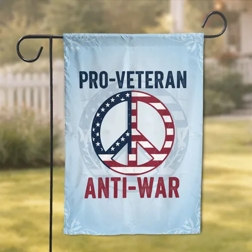 Pro-Veteran Anti-War American Flag Peace Symbol - Home Decor Gift for Veterans Garden Flag
