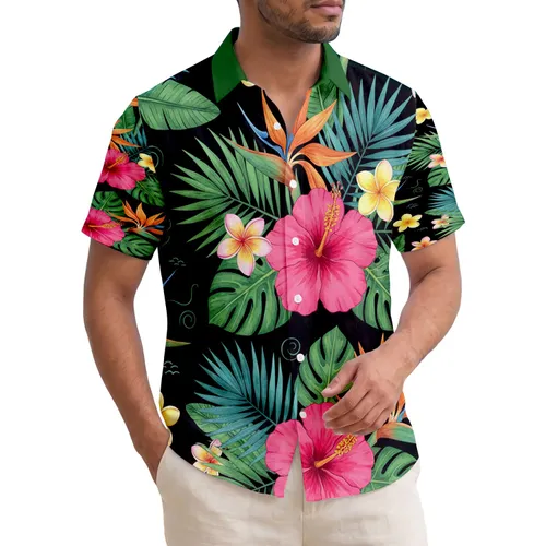 Hibiscus Bird of Paradise Frangipani Palm Leaves - Home Decor Gift Hawaiian Shirt