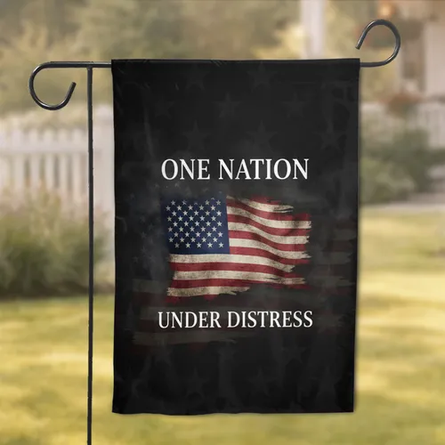 Distressed American Flag 'One Nation Under Distress' - Patriotic Home Display for Veterans Garden Flag