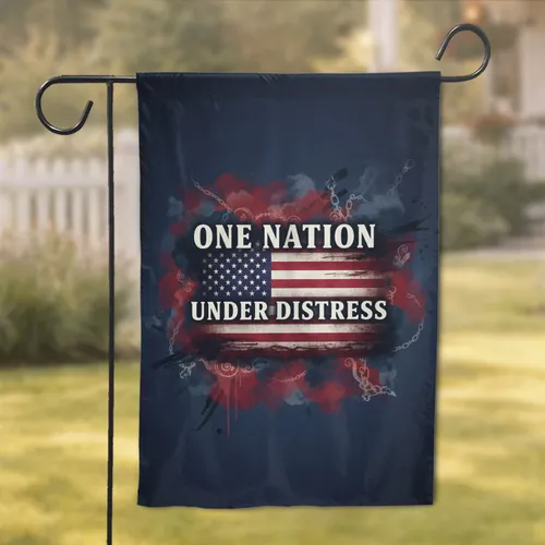 ONE NATION UNDER DISTRESS American Flag - Reflective Home Decor for Patriotic Collectors Garden Flag