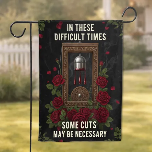 Vintage Guillotine Blade Roses Dark Statement - Gothic Decor Enthusiast Gift Garden Flag