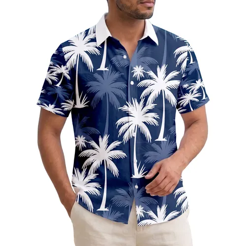 Tropical Palm Tree Silhouette Leafy Fronds - Coastal Decor Island Getaway Lifestyle Gift Hawaiian Shirt