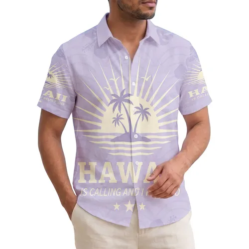 Hawaii Is Calling Island Palm Trees Ocean Birds Stars - Tropical Escape Vacation Gift Hawaiian Shirt