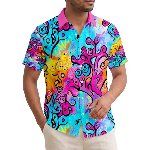 Coral Ocean Currents Bubbles Tropical Foliage - Summer Vacation Gift for Beach Lovers Hawaiian Shirt