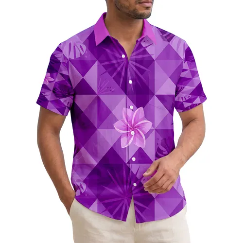 Tropical Floral Monstera Palm Plumeria Geometric Polygons Everyday Home Decor Gift Hawaiian Shirt