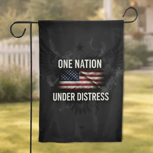 Distressed American Flag 'ONE NATION UNDER DISTRESS' - Patriotic Display Gift Garden Flag