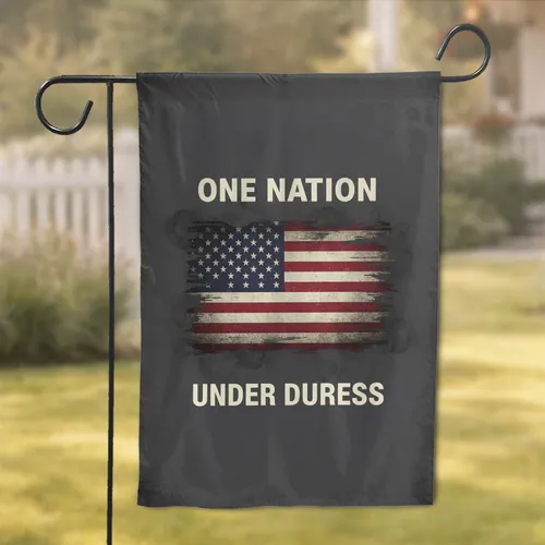 Weathered Distressed American Flag ONE NATION UNDER DURESS Patriotic Home Decor Garden Flag