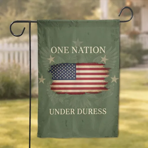 Distressed American Flag One Nation Under Duress Patriotic Home Decor Gift for Veterans Garden Flag