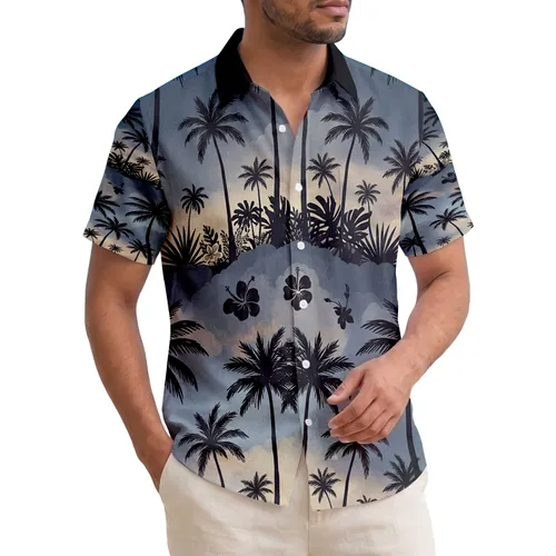 Dramatic Sky Palm Tree Silhouettes Tropical Foliage - Tropical Lifestyle Gift Hawaiian Shirt