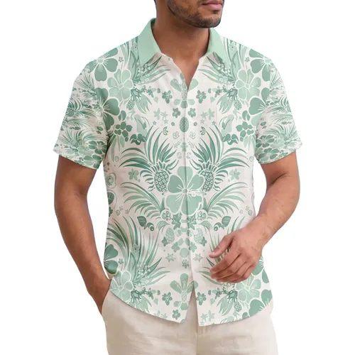 Tropical Hibiscus Plumeria Pineapple Palm Fronds Monstera Leaves - Travel Gift Hawaiian Shirt