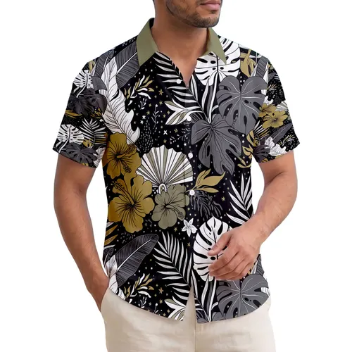 Monstera Hibiscus Banana Palm Leaves Home Decor Gift Hawaiian Shirt