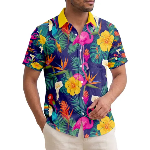 Toucans Flamingos Macaws Hibiscus Bird of Paradise Palms - Tropical Lifestyle Home Decor Gift Hawaiian Shirt