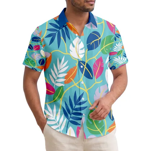 Tropical Leaves Curving Stems - Tropical Lifestyle Home Decor Gift Hawaiian Shirt