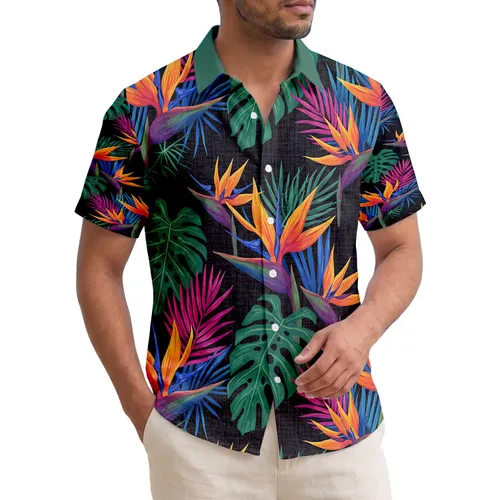 Bird of Paradise Petals Bracts Palm Monstera Leaves - Tropical Lifestyle Gift Hawaiian Shirt