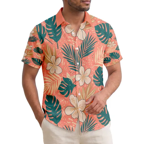 Hawaiian Palm Fronds Tropical Flowers - Home Decor Everyday Lifestyle Travel Essentials Gift Hawaiian Shirt