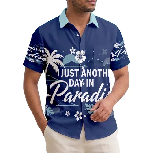 Paradise Quote Palm Tree Starfish Island Waves - Tropical Beach Lover Gift Hawaiian Shirt