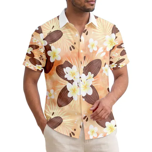 Tropical Frangipani Petal Flowers Palm Fronds Wood Pods - Everyday Home Decor Gift Hawaiian Shirt