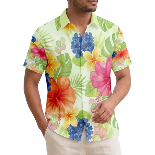 Tropical Starburst Multi-Petal Cluster Blossoms Leaves - Home Decor Gift Hawaiian Shirt