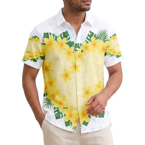 Vibrant Plumeria Flower Heart Tropical Leaves Water Droplets - Fresh Tropical Home Decor Gift Hawaiian Shirt
