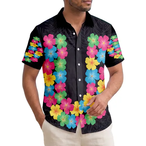 Letter U Tropical Flowers Lei Palm Fronds Hibiscus Blossoms - Vacation Essentials Hawaiian Shirt