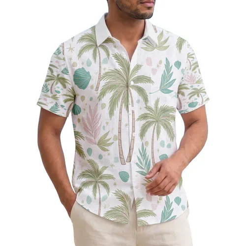 Tropical Palm Trees Fronds Leaf Shapes - Home Decor Gift for Casual Living Spaces Hawaiian Shirt