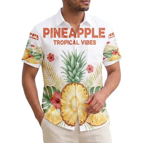 Pineapple Tropical Vibes Hibiscus Palm - Tropical Lover Everyday Gift Hawaiian Shirt