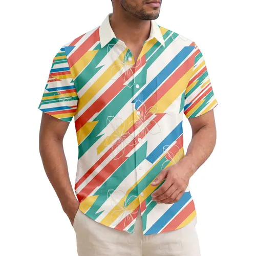Hawaiian Diagonal Stripes - Island Lifestyle Home Decor Gift for Beach Vacation Hawaiian Shirt