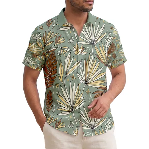 Tropical Hawaiian Palm Fronds Feathery Fan Leaves - Tropical Living Home Decor Lifestyle Gift Hawaiian Shirt