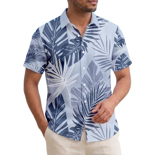Broad Layered Tropical Palm Leaves Jungle Foliage - Coastal Living Home Decor Gift Hawaiian Shirt