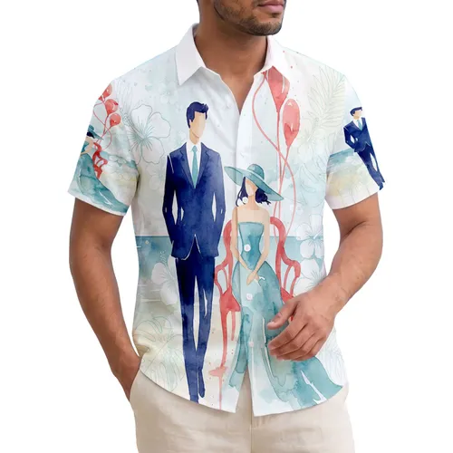 Man Woman Tropical Hawaiian Hibiscus Monstera Palm Landscape - Home Decor Gift Hawaiian Shirt