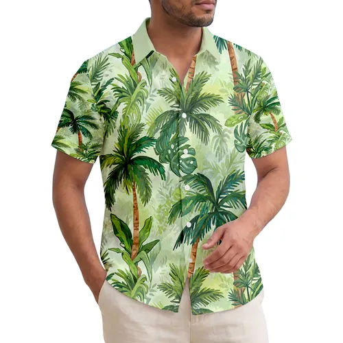 Palm Trees Rich Green Fronds Tropical Foliage - Vacation Home Decor Gift Hawaiian Shirt