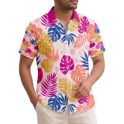 Vibrant Tropical Palm Fronds Monstera Leaves Foliage - Island Getaway Home Decor Gift Hawaiian Shirt