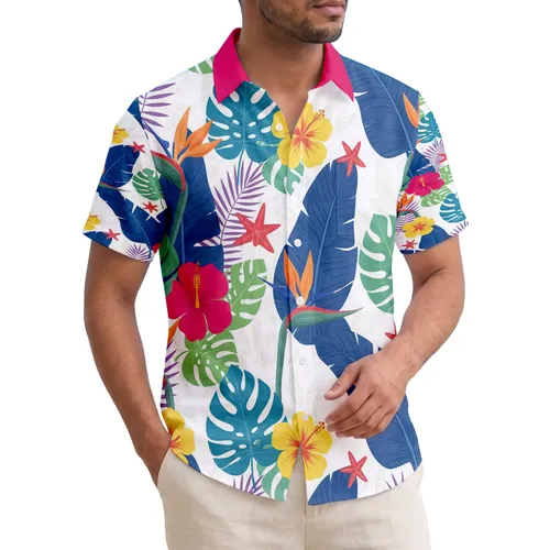 Banana Leaves Hibiscus Bird of Paradise Monstera Palm Fronds Starfish - Home Decor Gift Hawaiian Shirt
