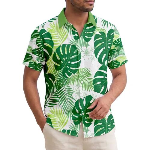 Monstera Deliciosa Leaves Elongated Palm Fronds Tropical Foliage - Tropical Home Decor Gift Hawaiian Shirt