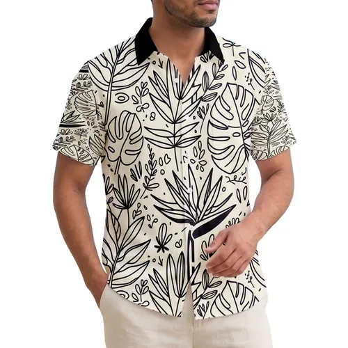 Monstera Leaves Palm Fronds Bird of Paradise Flowers - Tropical Home Decor Present for Nature Lovers Hawaiian Shirt
