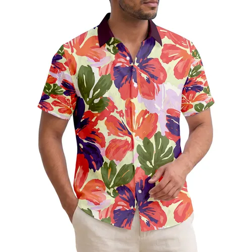 Tropical Leaves Floral Petals Botanical Elements - Island Life Gift Hawaiian Shirt
