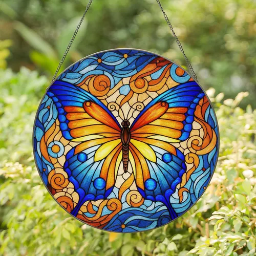 Intricate Butterfly Celestial Mosaic - Home Decor Gift for Butterfly Lovers Stained Glass Suncatcher