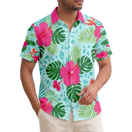 Vibrant Pink Hibiscus Palm Fronds Tropical Inflorescence - Tropical Lifestyle Gift Hawaiian Shirt